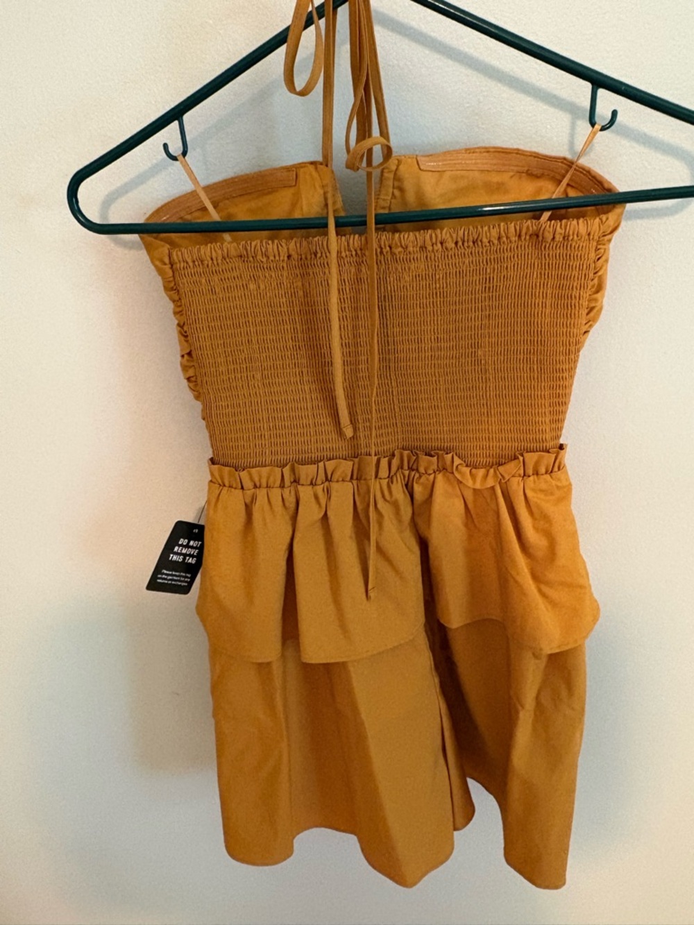 Express Mustard Yellow Ruffled Halter Romper - Picture 3 of 7